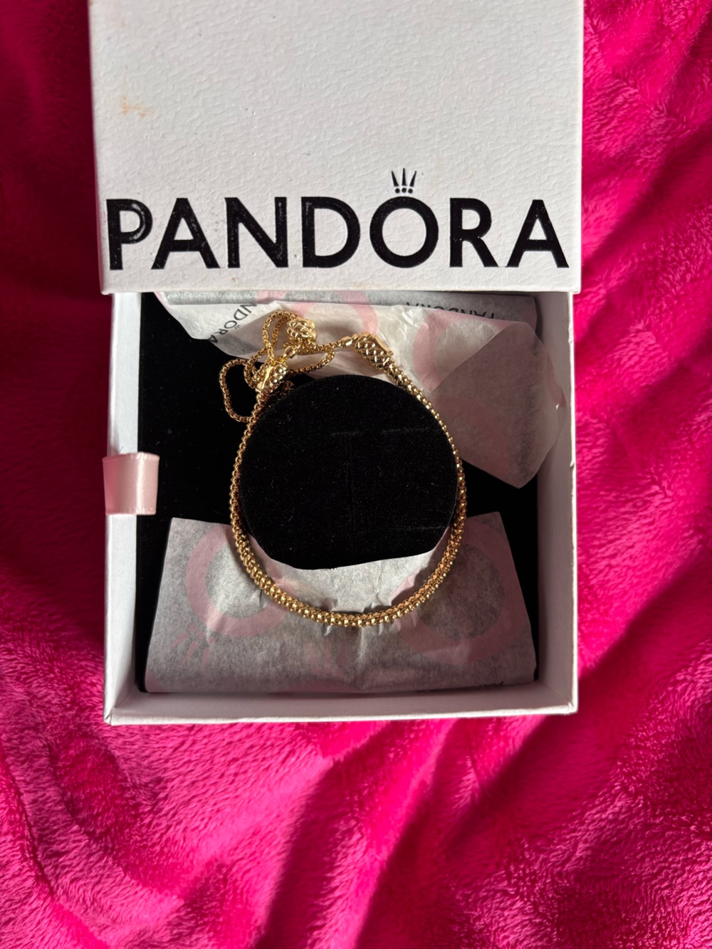 Pandora Gold Tone Adjustable Charm Bracelet